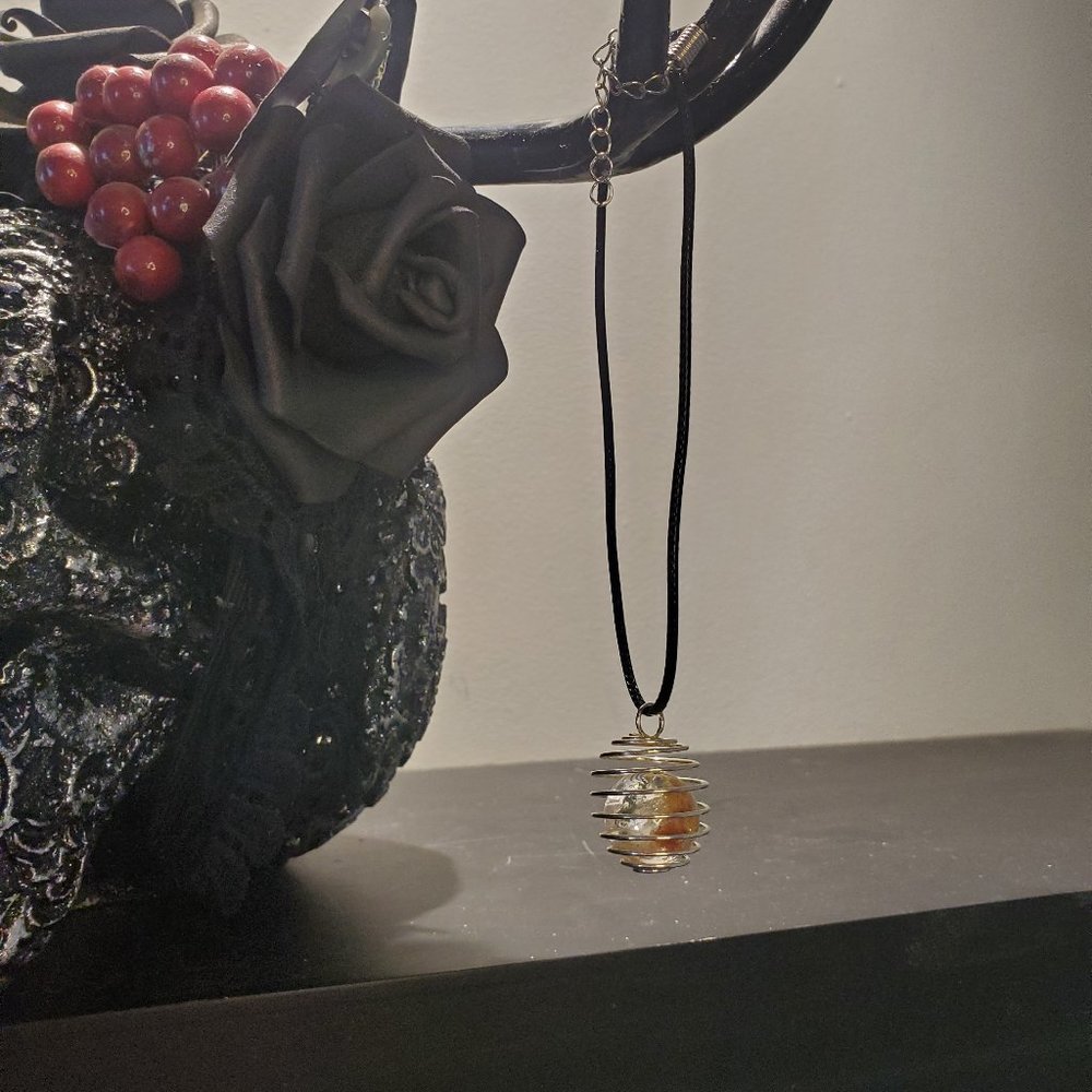 Peach Quartz sphere necklace